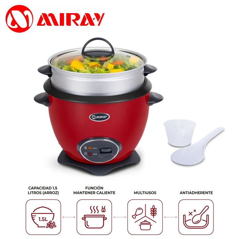 Arrocera Con Vaportizador OM-T359RV 1.5 Litros - Rojo