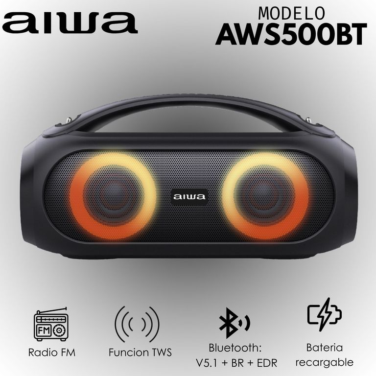 BOCINA PORTATIL BLUETOOTH CON LUCES RGB AWS500BT