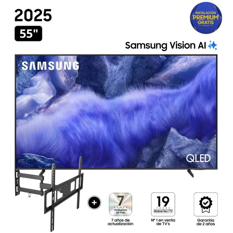 Televisor QLED 55 Visión AI Smart TV QN55QEF1AGXPE + Rack Giratorio