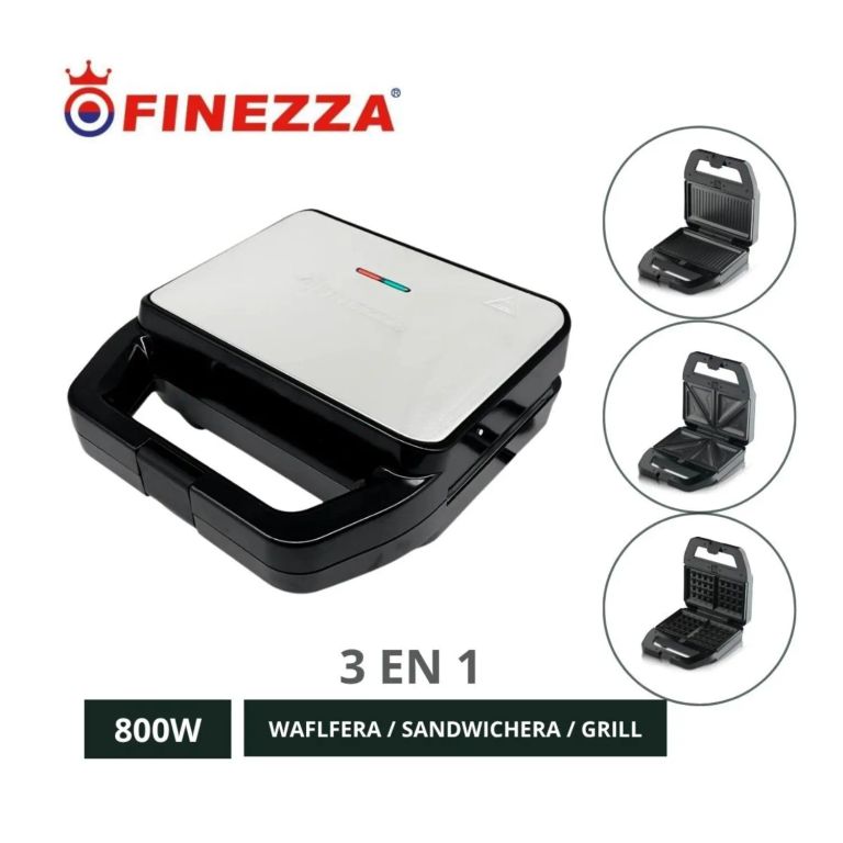 Waflera 3 en 1 Placa Intercambiable para Grill y Sandwichera