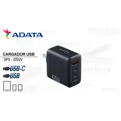 ADATA - Cargador de Pared 65W Black