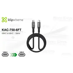 KLIPXTREME - Cable USB-C a USB-C Klip Xtreme KAC-750 1.8m 240W