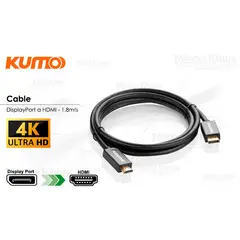 VARIOS - Cable DisplayPort a HDMI Kumo 1.8m 4K 30Hz
