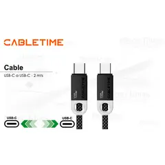 VARIOS - Cable USB-C a USB-C Cabletime CUP1L 2m 100W Black