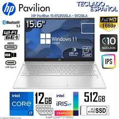 HP - Laptop Pavilion 15-EG2506LA (91S39LA) Intel Core i7-1255U 12GB RAM 512GB SSD 156 FHD Plateado
