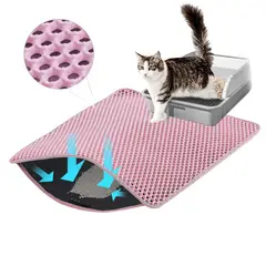 IMPORTADO MC - Alfombra Atrapa Arena para Gatos 50 x 4cm Doble Capa Tipo Panal Antideslizante Impermeable Rosa
