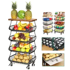 GENERICO - Frutero verdulero organizador de 5 niveles con ruedas y tabla