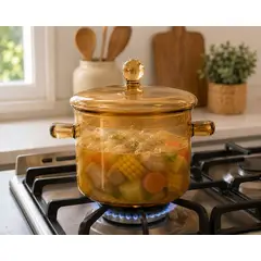 GENERICO - OLLA VIDRIO BOROSILICATO GOLD 1.5 LITROS
