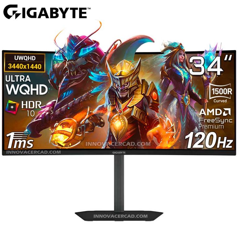 Monitor Curvo de 34 GS34WQCA WQHD 3440x1440 120HZ 1MS AMD Freesync Premium