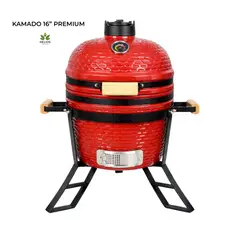 GENERICO - Kamado 16″ Parrilla color Rojo HTB para Mesa con Soporte - Funda & Accesorios
