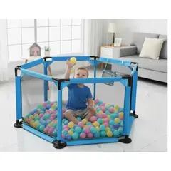 GENERICO - Corral De Juegos Hexagonal Para Bebés Niños Color Azul