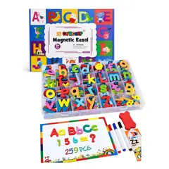 GENERICO - Pizarra Magnética Educativa con Abecedario y Números - Kit Didáctico Escolar 259pcs