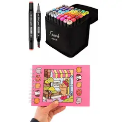 GENERICO - Plumones Touch Set de 48 + Bobbie Goods Libro para colorear