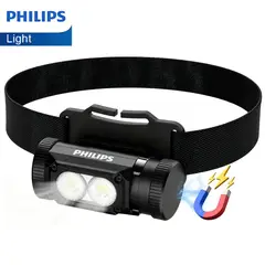 PHILIPS - Lámpara Portátil de Cabeza Recargable para Cabeza USB para Camping, Senderismo