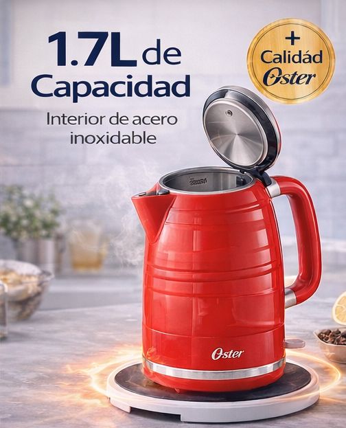 Hervidor Eléctrico 1.7L BVSTKT4177R Rojo 1850W, Auto Apagado y Base 360°