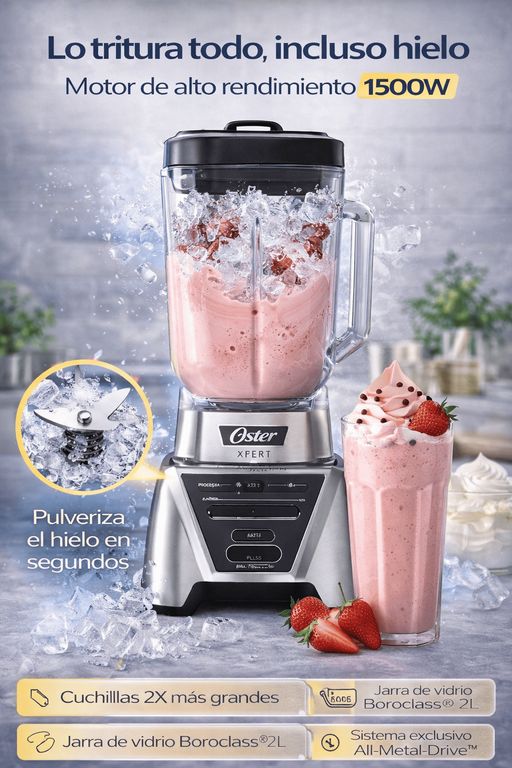 Licuadora Xpert Series BLST3A-CPG 1500W Vaso Vidrio 2L + Vaso Personal 750ml Reversible