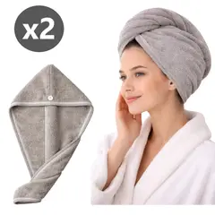 GENERICO - Pack x 2 Toallas microfibra absorbente para cabello - BEIGE