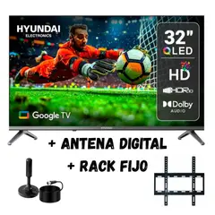 HYUNDAI - Televisor 32 Smart TV QLED HD HYLED3259QG + Ant + Rack Fijo