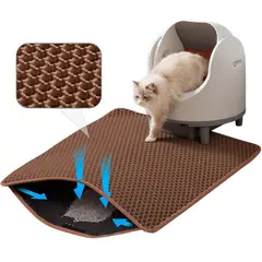 IMPORTADO MC - Alfombra Atrapa Arena para Gatos 50 x 4cm Doble Capa Tipo Panal Antideslizante Impermeable Marrón