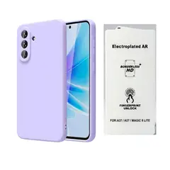 SPACE - FUNDA SILICONA COMPATIBLE PARA A57 LILA + MICA FLAYR LEE HUELLA