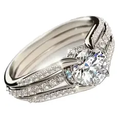 GENERICO - Anillo Elegante Plateado Piedra Central Brillante Circonitas Mujer