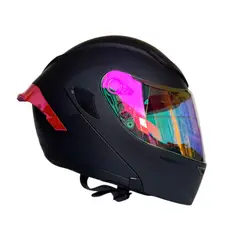 XTREME - CASCO PARA MOTO NEGRO VISOR ROSA DIA Y NOCHE TALLA S