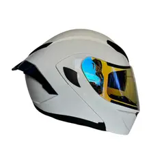 XTREME - CASCO PARA MOTO BLANCO BRILLO VISOR AZUL DIA Y NOCHE TALLA XL