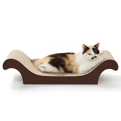 PET MOOD - Rascador Para Gatos Tipo Cama De Cartón Corrugado 70x15x24cm