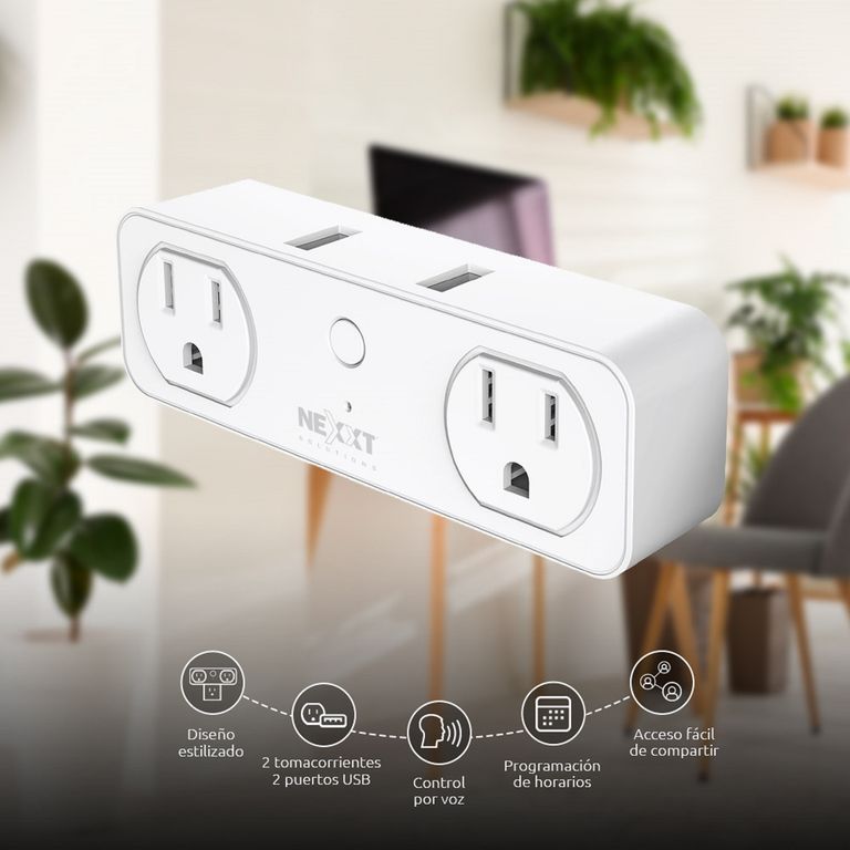 Enchufe inteligente Wi-Fi Nexxt 2 Conectores 2 Puertos USB - NHP-D610