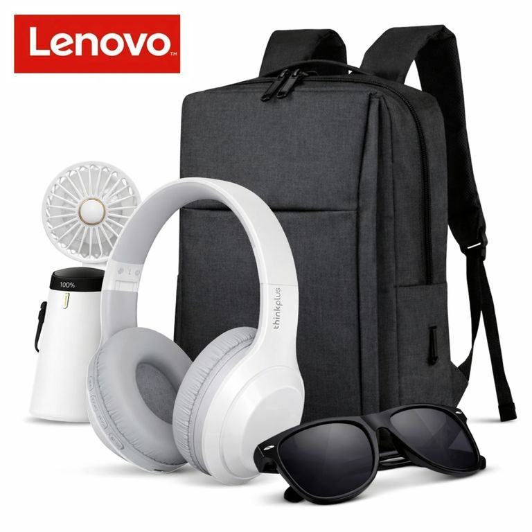 Audifonos Over ear TH10 Blanco + Mochila Portalaptop + Lentes de Sol + Miniventilador Portatil