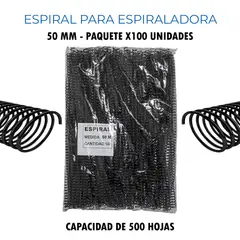 GENERICO - Espiral para Espiraladora de 50MM (500 Hojas) x 100
