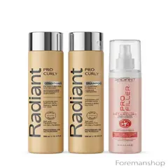 PLACENTA LIFE RADIANT - Kit Radiant Professional Pro Curly (Shampoo + Acondicionador + Desenredante)