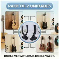 GENERICO - Pack x2 Soportes de Pared Premium para Guitarra, Bajo y Más - Ajustable y Reforzado