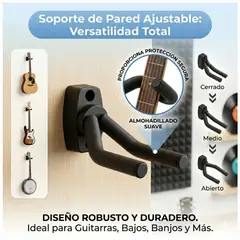 GENERICO - Soporte de Pared Premium Ajustable para Guitarra, Bajo y Multiuso - Reforzado