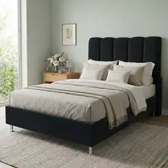 TODO SOBRE HOGAR - Cama Box Tarima Essenza + Cabecera Nube 2 Plazas - Negro