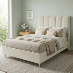 TODO SOBRE HOGAR - Cama Box Tarima Essenza + Cabecera Nube 2 Plazas - Blanco