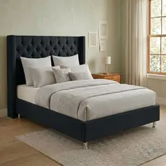 TODO SOBRE HOGAR - Cama Box Tarima Essenza + Cabecera Nordic 2 Plazas - Negro