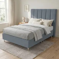 TODO SOBRE HOGAR - Cama Box Tarima Essenza + Cabecera Malva Queen - Gris Claro