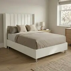 TODO SOBRE HOGAR - Cama Box Tarima Essenza + Cabecera Duna King - Blanco