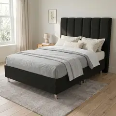 TODO SOBRE HOGAR - Cama Box Tarima Essenza + Cabecera Malva King - Negro