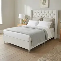 TODO SOBRE HOGAR - Cama Box Tarima Essenza + Cabecera Nordic King - Blanco