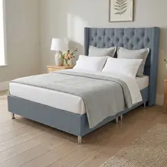 TODO SOBRE HOGAR - Cama Box Tarima Essenza + Cabecera Nordic King - Gris Claro