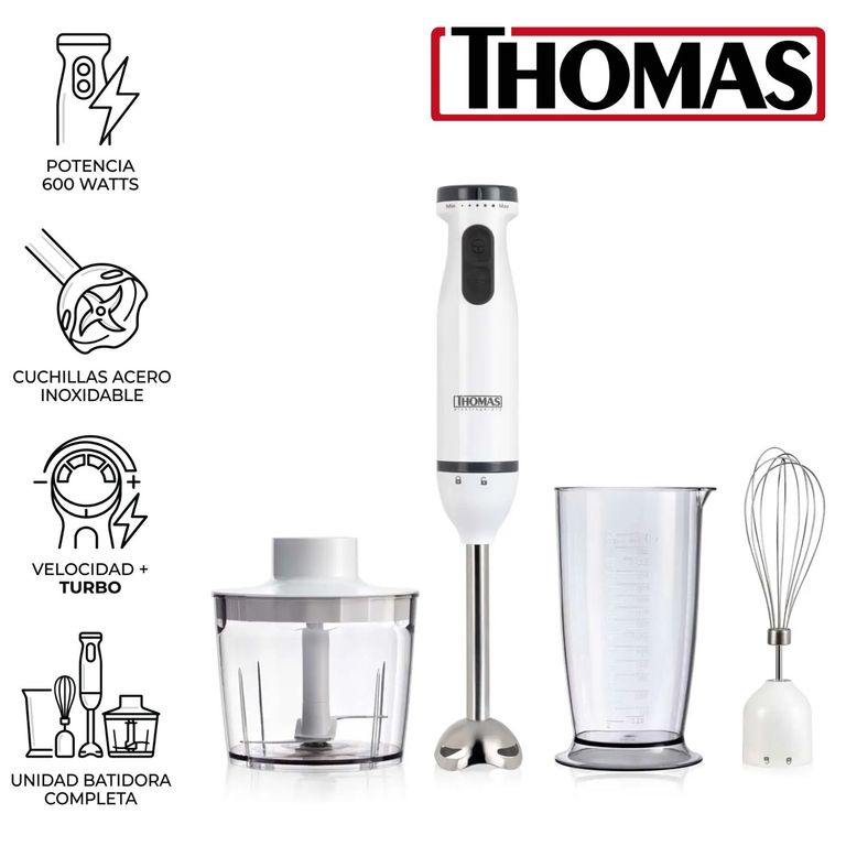 Batidora de Inmersión TH-8725 600 Watts Regulador de velocidades + TURBO