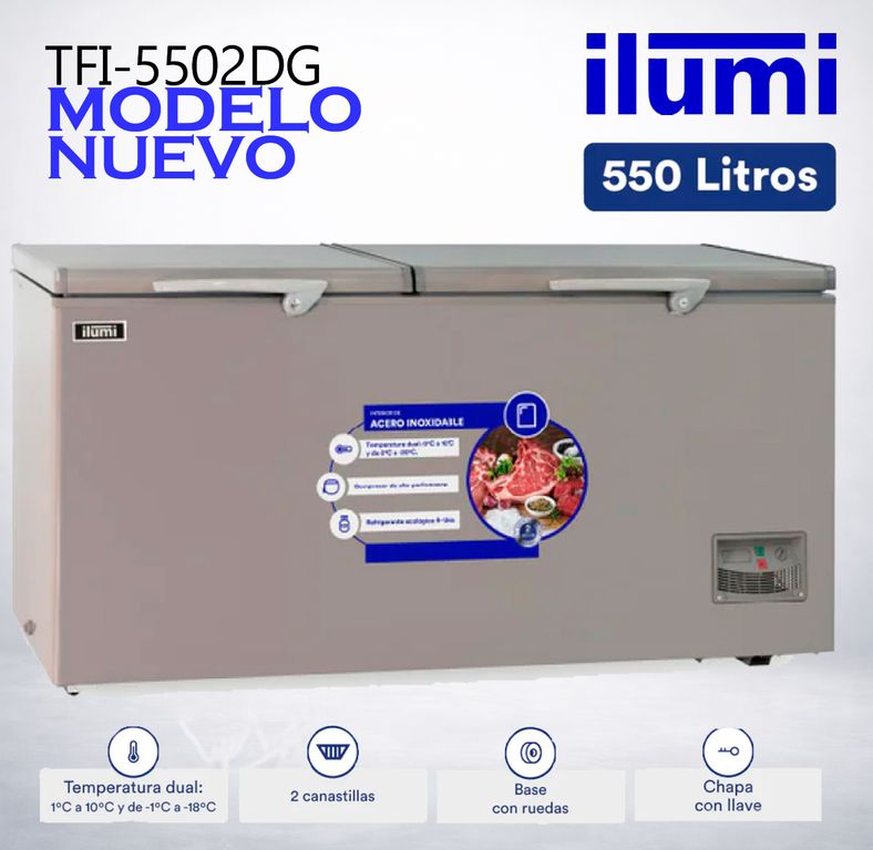 Congelador con tina de Acero Inoxidable de 550 litros - TFI-5502DG