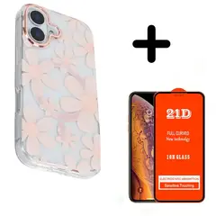 CASE - Funda Mikalen Con Magsafe Floreado Para Iphone 17 - Rosa + Mica Vidrio
