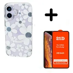 CASE - Funda Mikalen Con Magsafe Floreado Para Iphone 17 Air - Blanco + Mica Vidrio