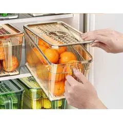 GENERICO - ORGANIZADOR ACRILICO CON TAPA Y ASA PARA REFRIGERADORA