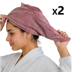 GENERICO - Pack x 2 Toallas microfibra absorbente para cabello - ROJO