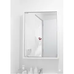 PELIKANO - Mueble organizador con espejo blanco armado y listo