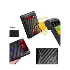 GENERICO - Billeteras para hombre plegables, con protección RFID natiescaneo DE FIBRADE CARBONO NEGRO